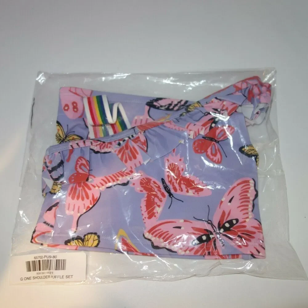 NEW Hanna Andersson Purple Butterfly Ruffle Tankini Swimsuit Sz 80 18-24 months